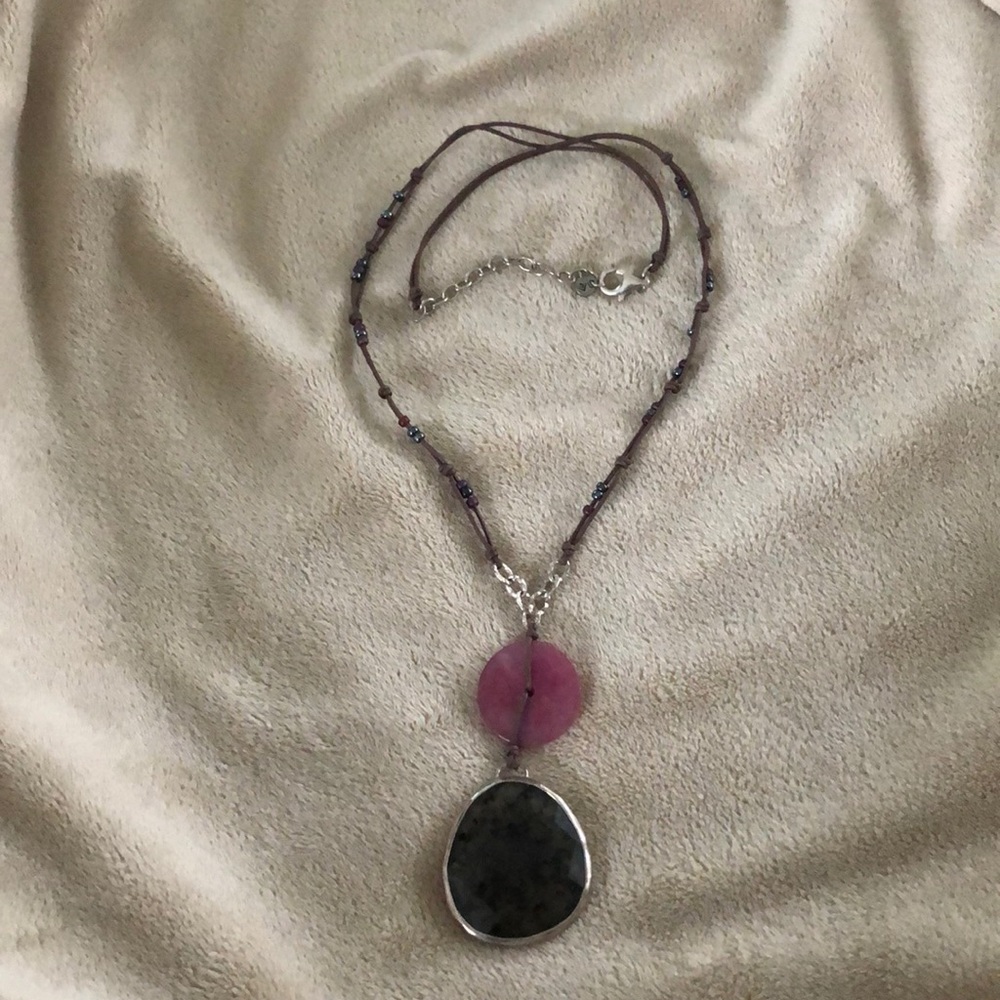 Silpada Silver And Raspberry Quartzite Necklace - image 1